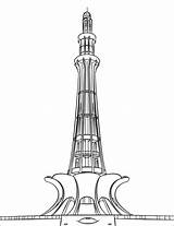 Pakistan Minar Coloring Pages Printable Drawing Sketch Pakistani Landmarks Kids Clip Size Colouring Sketches Pencil Crafts Building Sightseeing Bible Cartoons sketch template