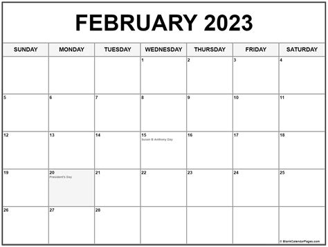 printable february  calendar  holidays  calendar