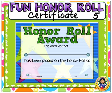 certificate fun honor roll