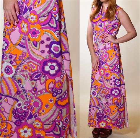 1960s authentic vintage psychedelic hippie bright patterned sleeveless