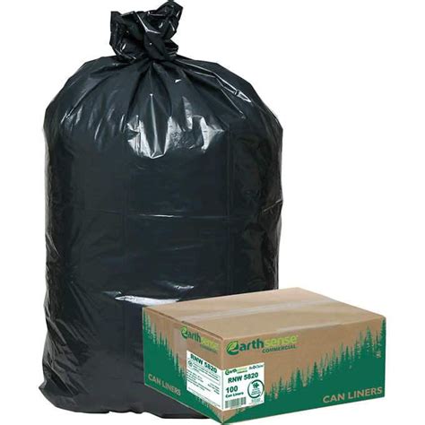 Earthsense Recycled Star Bottom Trash Bags 55 60 Gal Black 100 Count