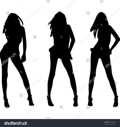 Three Sexy Girls Vectors Silhouette Stock Vector 10630501