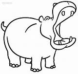 Hippo Coloring Pages Drawing Kids Head Cute Line Printable Elephant Print Hippopotamus Template Sheets Clipart Color Cartoon Animal Clip Baby sketch template