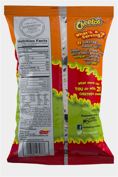 35 Food Label Hot Cheetos Labels Database 2020