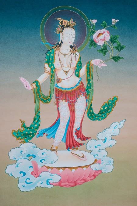 white tara in standing posture original thangka ioe ~ dakini as art
