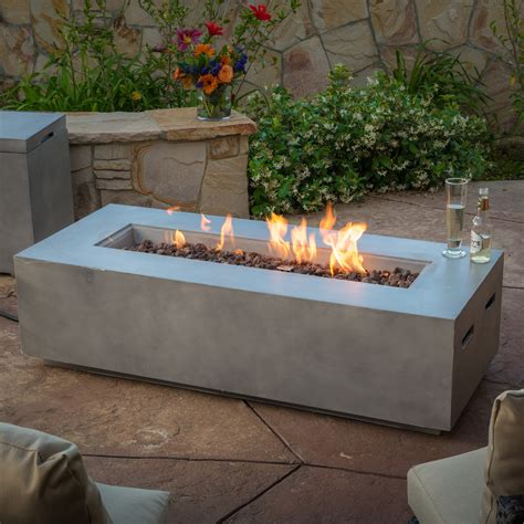 Noble House Alison Outdoor 50 000 Btu Rectangular Fire Table With Tank