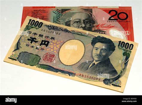 australian dollar  japanese yen bank notes stock photo alamy