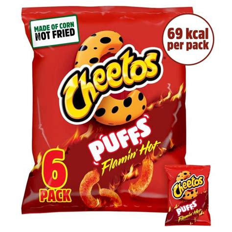 Cheetos Puffs Flamin Hot Snacks 13g X 8 Per Pack From Ocado