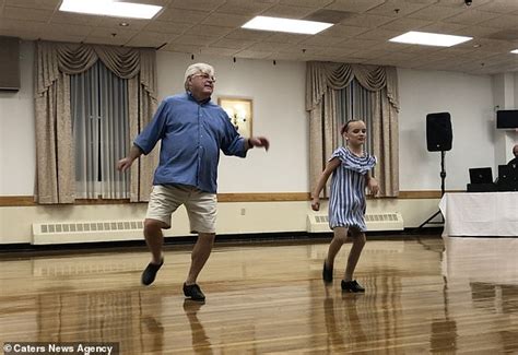 grandfather tap dances with his granddaughter after she asked him to be her partner for a