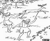 Coloring Prehistory Spears Hunters Pages Oncoloring Prehistoric Magnon Cro sketch template