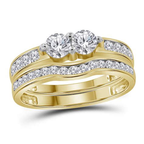 kt yellow gold womens  diamond  stone bridal wedding engagement ring band set  cttw