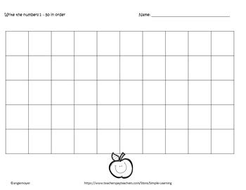 blank number chart  spaces  simple learning tpt