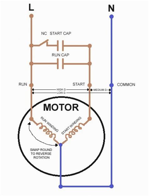 single phase capacitor start capacitor run motor wiring diagram electrical circuit diagram ac