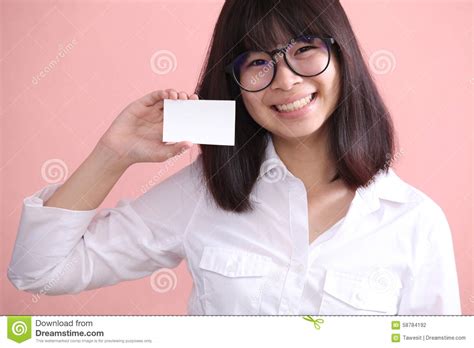 girl holding blank sheet stock photo image  advertising