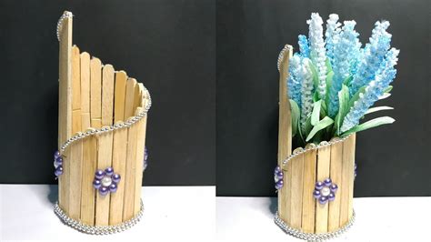 membuat vas bunga  stik es krim  unik terbaru