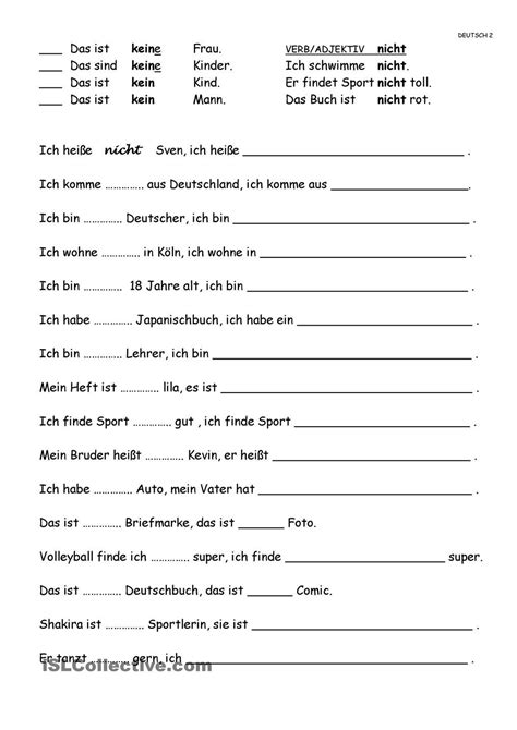 nicht keine deutsch uebungen deutsch und deutsch lernen