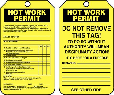 accuform permit tag cardstock height   width   yellow