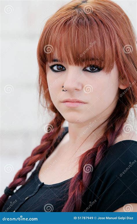 rebellious teenager girl with red hair stock image image of serious