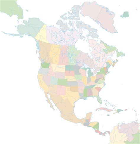 color blank map  north america full size