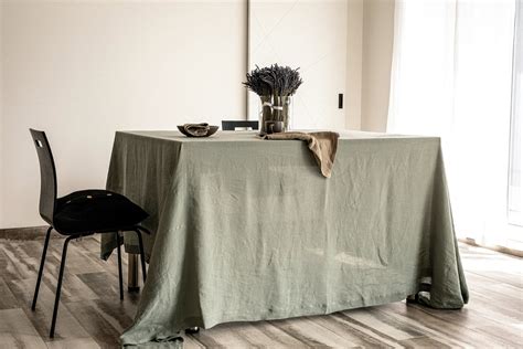 large linen  hemp tablecloth extra wide tablecloth tablecloth  mitered corners
