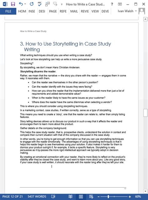 case study templates   ms word   write tutorial