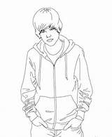 Justin Bieber Coloring Pages Printable Hands Pockets People Famous Popular sketch template