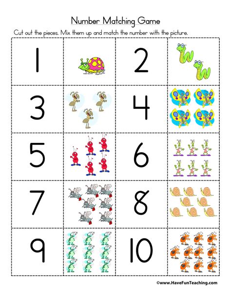 number matching activity  fun teaching
