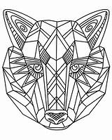 Wolf Coloring Geometric Head Pages Wolves Adult sketch template