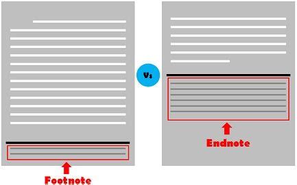difference  footnote  endnote  comparison chart key