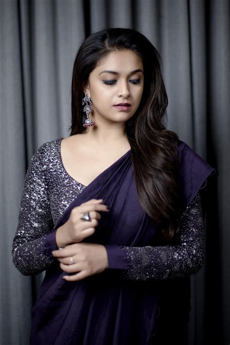 Actress Keerthi Suresh Latest Photoshoot In Purple Saree Cinehub