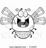 Dragonfly Clipart Cartoon Grinning Chubby Coloring Thoman Cory Outlined Vector sketch template