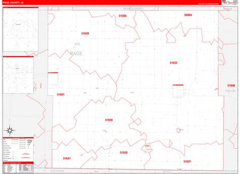 Page County Ia 5 Digit Zip Code Maps Red Line