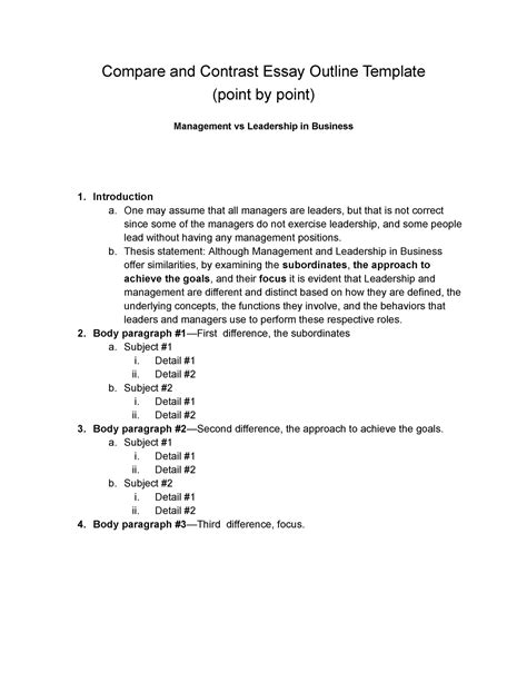 compare  contrast essay outline template introduction