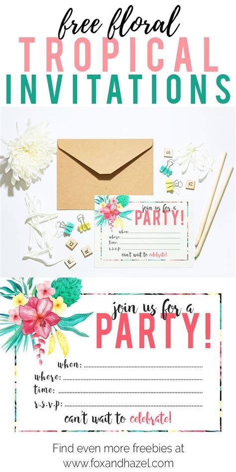 printable tropical party invitation  images party