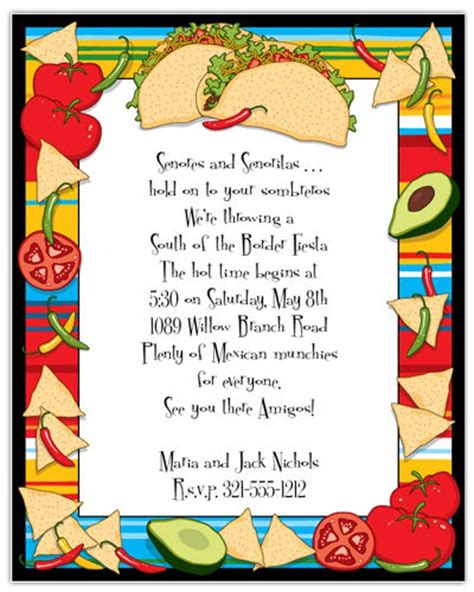 Taco Party Fiesta Invitation Mexican Party Food Truck Ole