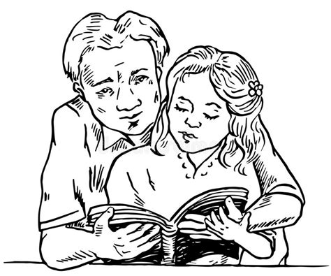 dad and his daughter read tales stock vector