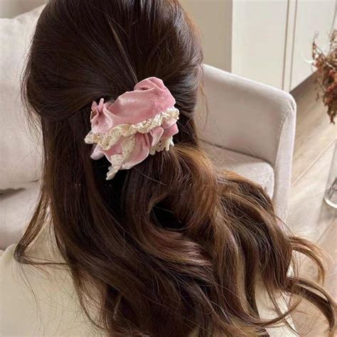 Elastic Hair Band Velvet Scrunchies Bowknot Lace Hair Rope Large