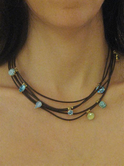 layered necklaces leather necklace turquoise necklace everyday