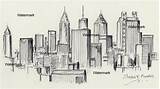 Drawing Skyline Atlanta Downtown Pencil Skyscrapers Drawings Skylines Sku sketch template