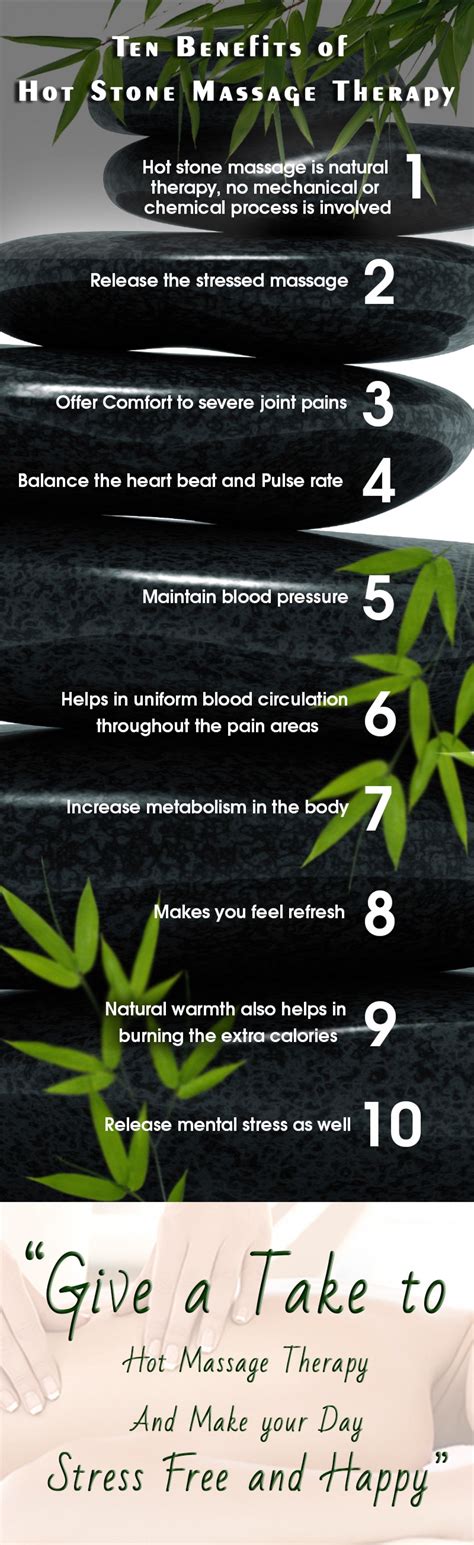 ten benefits of hot stone massage therapy infographic
