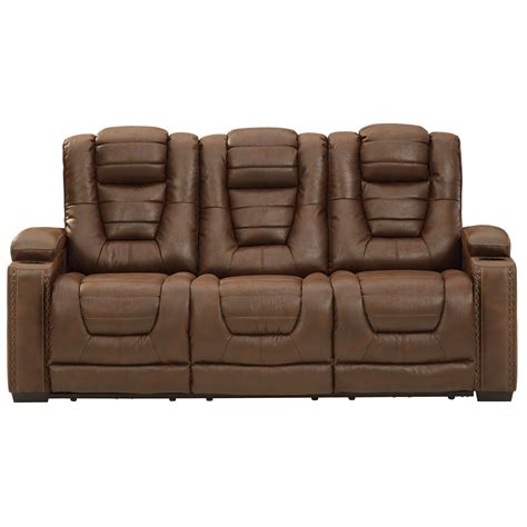 signature design  ashley owners box  faux leather power reclining sofa  adjustable