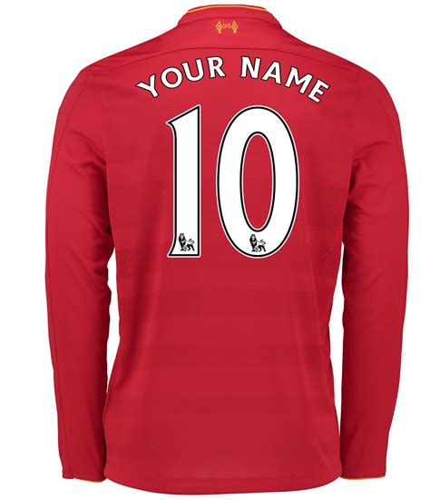 long sleeve liverpool home customise  number soccer jersey football shirt men