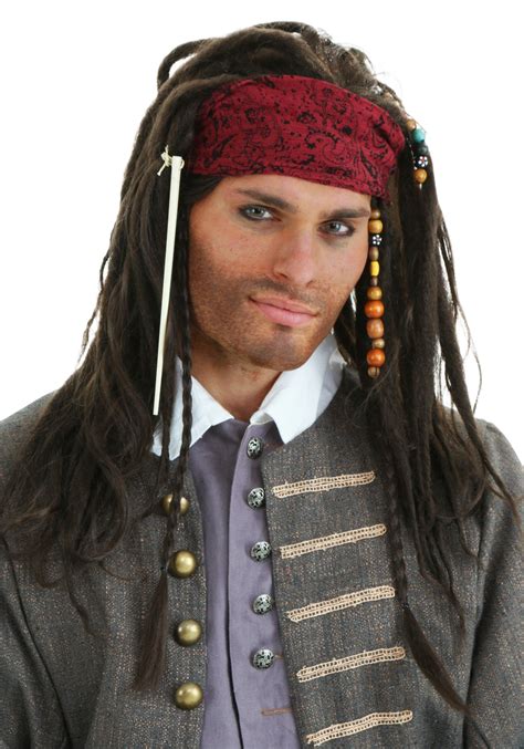 Adult Caribbean Pirate Wig Men S Pirate Captain Costume