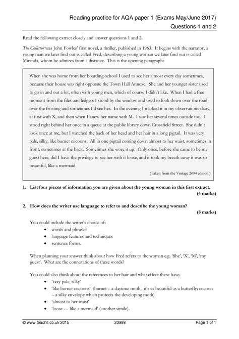 english language paper  question  eduqas gcse english language