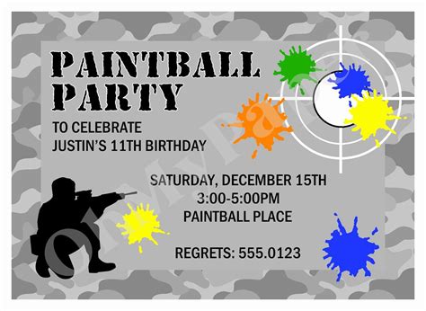paintball party invitation template  beautiful paintball party