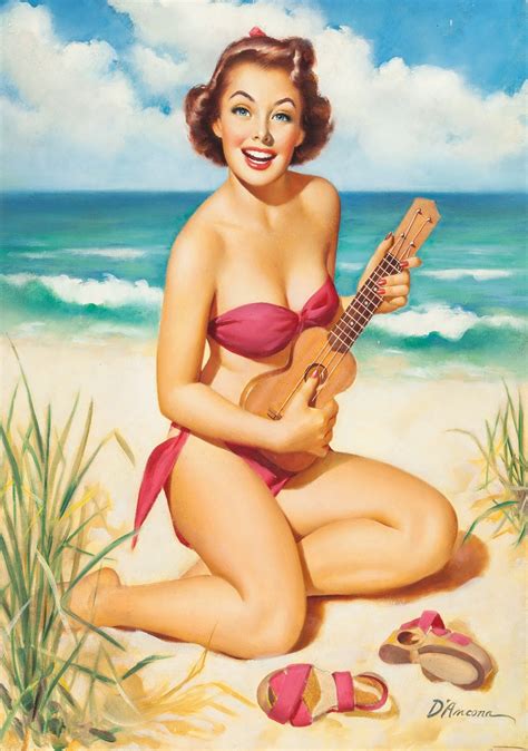 Guitar Bikini Pin Up Girl Pop Map Poster Classic Vintage