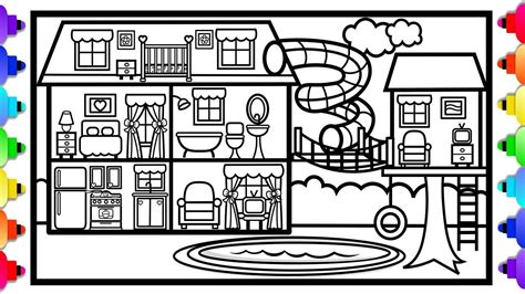 house coloring pages  print color  warna