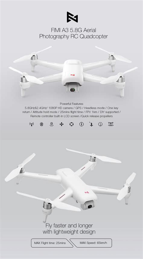 xiaomi fimi  p  gps km fpv drone rtf white  batteries