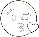 Emoji Face Drawing Kissing Finished Draw Heart Kissey sketch template