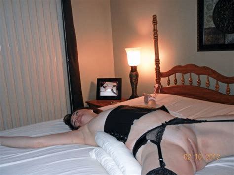 milf stockings corset bed tied spread eagle bondage bdsm mature porn photo